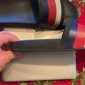 Gucci | Shoes | Gucci Size Blue White And Red Slides | Poshmark display picture 3